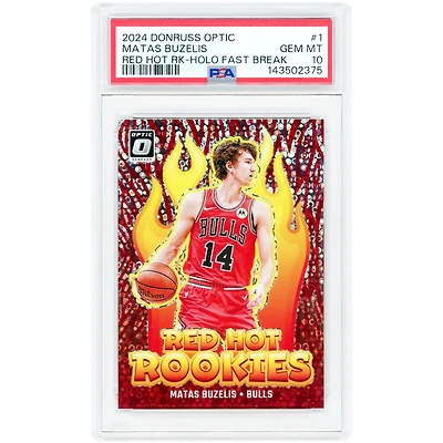 Matas Buzelis Chicago Bulls 2024-25 Panini Donruss Optic Fast Break Red Hot Rookies #1 PSA Authenticated 10 Rookie Card