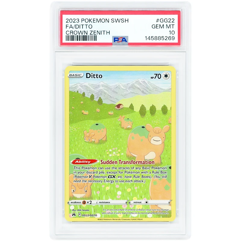 Ditto 2023 Pokemon Crown Zenith Ultra Rare #GG22 PSA Authenticated 10 Card