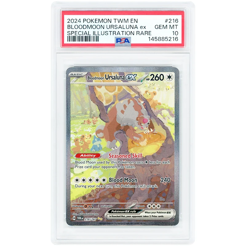 Bloodmoon Ursaluna EX 2024 Pokemon Twilight Masquerade Special Illustration Rare #216 PSA Authenticated 10 Card