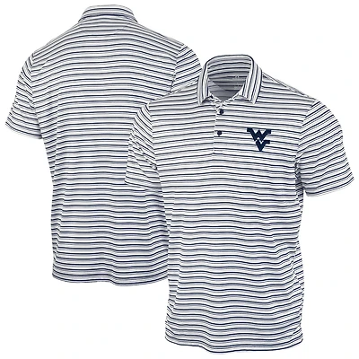 Men's Antigua Navy West Virginia Mountaineers Space Stripe Polo