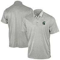 Men's Antigua Gray Michigan State Spartans Mono Floral Polo