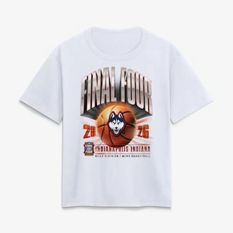 Women's White UConn Huskies 2026 NCAA Men's Basketball Tournament March Madness Final Four T-Shirt