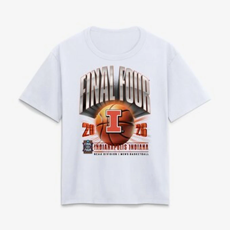 Women's White Illinois Fighting Illini 2026 NCAA Men's Basketball Tournament March Madness Final Four T-Shirt