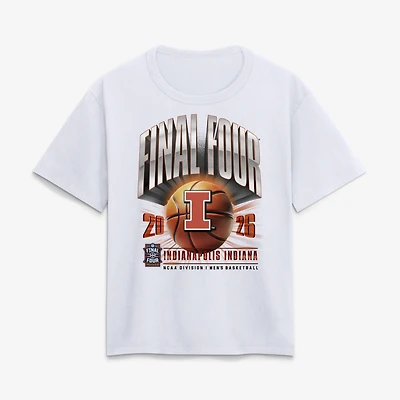 Women's White Illinois Fighting Illini 2026 NCAA Men's Basketball Tournament March Madness Final Four T-Shirt