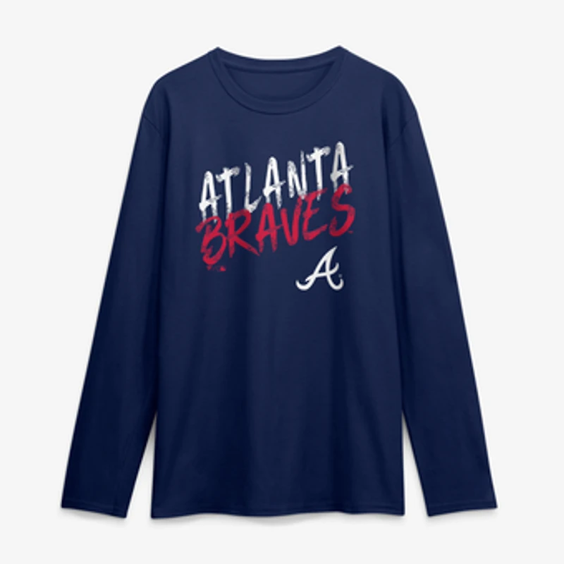 Men's Navy Atlanta Braves Hustle Long Sleeve T-Shirt