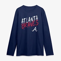 Men's Navy Atlanta Braves Hustle Long Sleeve T-Shirt