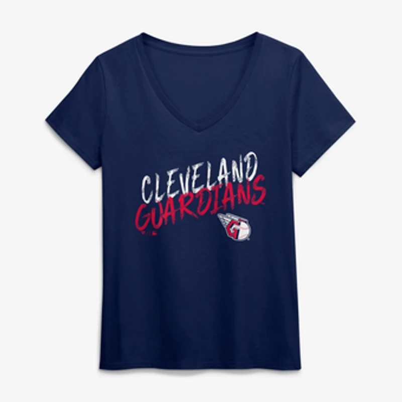 Women's Navy Cleveland Guardians Hustle V-Neck T-Shirt