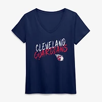 Women's Navy Cleveland Guardians Hustle V-Neck T-Shirt