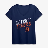 Women's Navy Detroit Tigers Hustle V-Neck T-Shirt