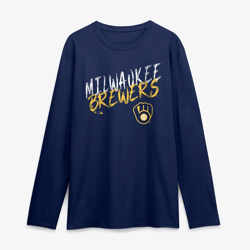 Men's Navy Milwaukee Brewers Hustle Long Sleeve T-Shirt