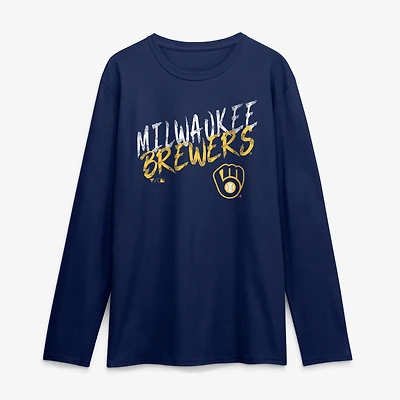 Men's Navy Milwaukee Brewers Hustle Long Sleeve T-Shirt