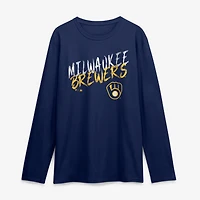 Men's Navy Milwaukee Brewers Hustle Long Sleeve T-Shirt