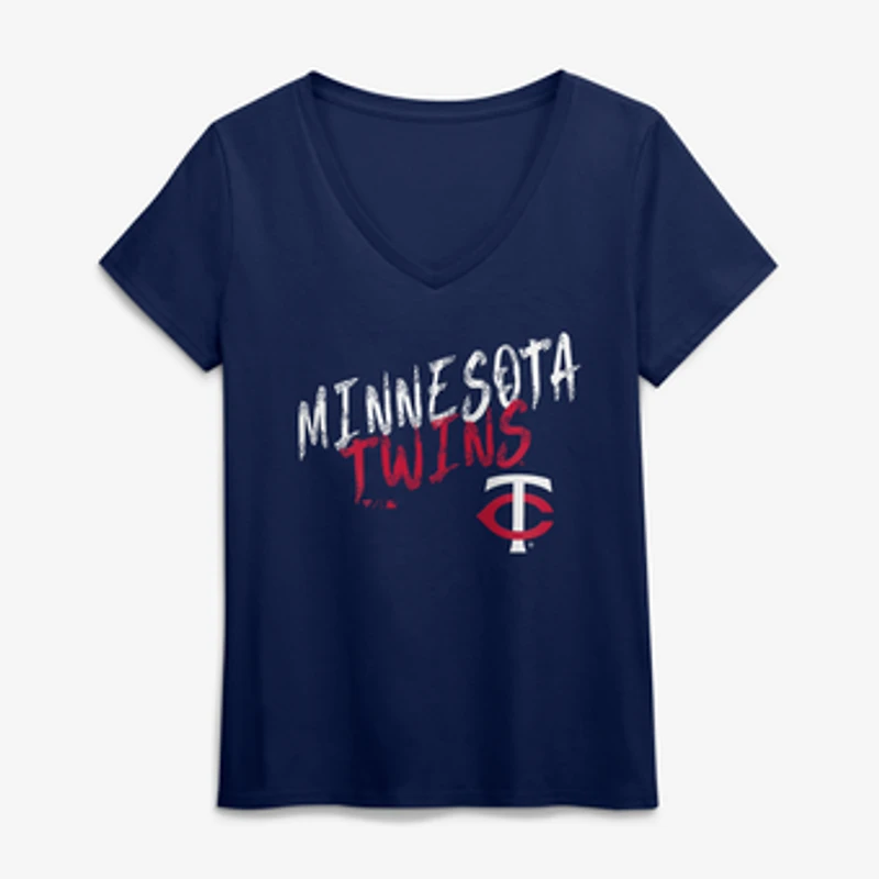 Women's Navy Minnesota Twins Hustle V-Neck T-Shirt