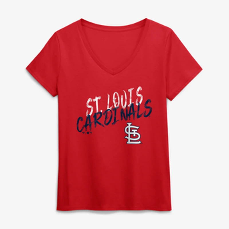 Women's Red St. Louis Cardinals Hustle V-Neck T-Shirt