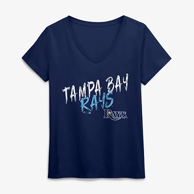 Women's Navy Tampa Bay Rays Hustle V-Neck T-Shirt
