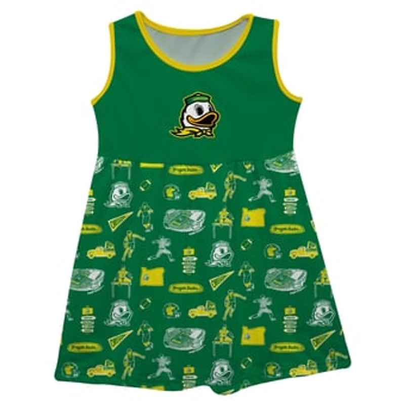 Girls Youth Vive La Fete Green Oregon Ducks Impressions Artwork Tank Top Dress