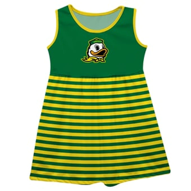 Girls Toddler Vive La Fete Green Oregon Ducks Striped Tank Top Dress