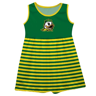 Girls Toddler Vive La Fete Green Oregon Ducks Striped Tank Top Dress