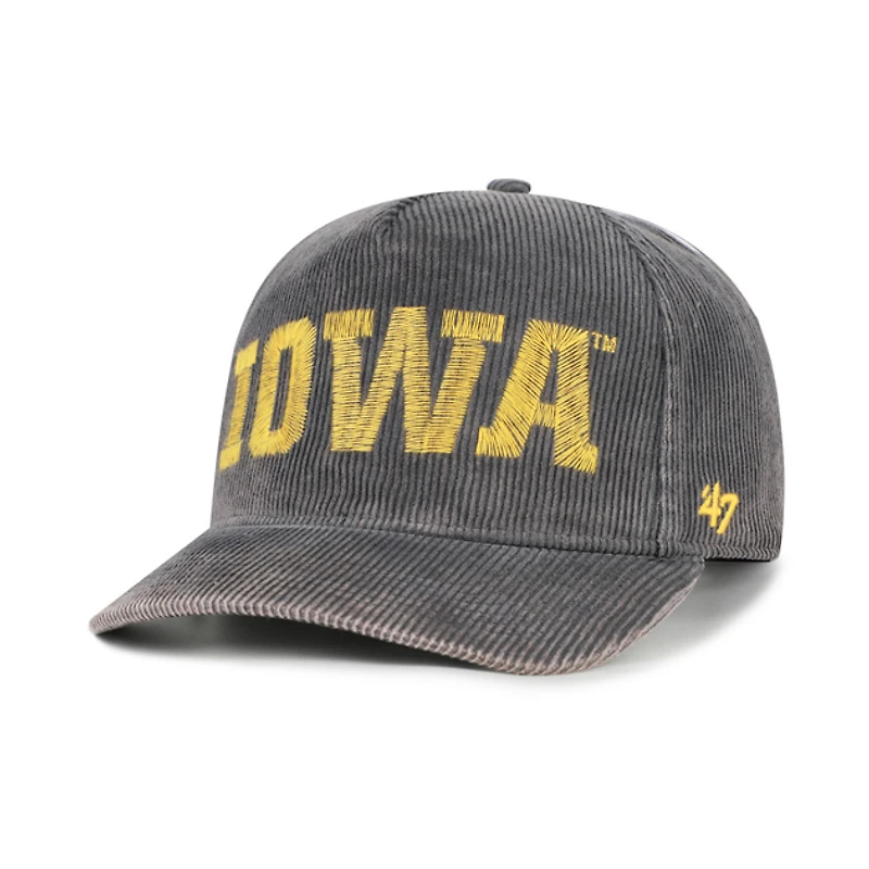 Men's '47  Charcoal Iowa Hawkeyes Reclaim Snow Wash Corduroy Hitch Adjustable Hat