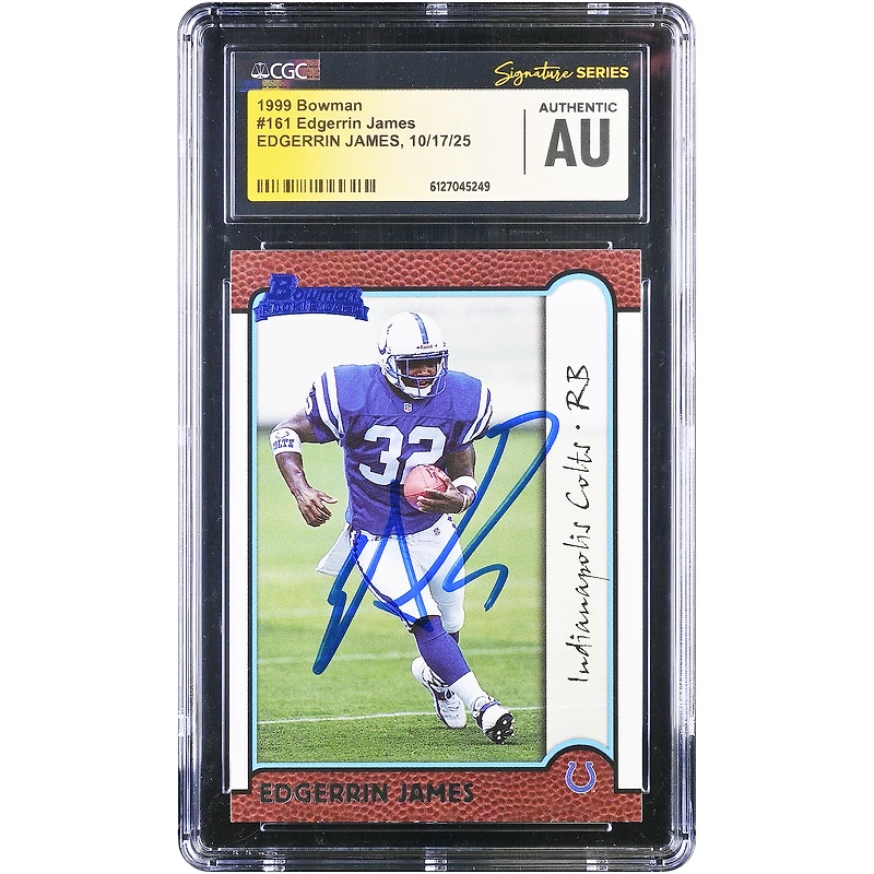 Edgerrin James Indianapolis Colts Autographed 1999 Bowman #161 CGC Fanatics Witnessed Authenticated Rookie Card