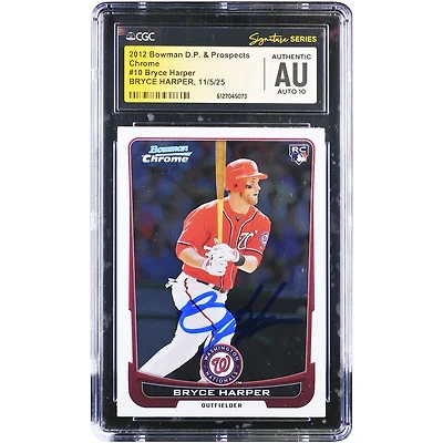 Bryce Harper Washington Nationals Autographed 2012 Bowman Chrome Draft Picks & Prospects #10 CGC Fanatics Witnessed Authenticated Auto 10 Rookie Card