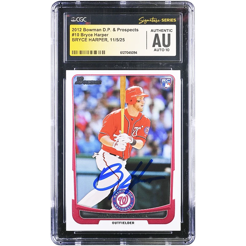Bryce Harper Washington Nationals Autographed 2012 Bowman Draft Picks & Prospects #10 CGC Fanatics Witnessed Authenticated Auto 10 Rookie Card