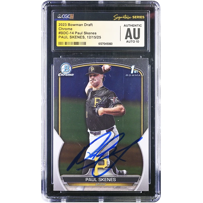 Paul Skenes Pittsburgh Pirates Autographed 2023 Topps Bowman Draft Chrome 1st Bowman #BDC-14 CGC Fanatics Witnessed Authenticated Auto 10 Card