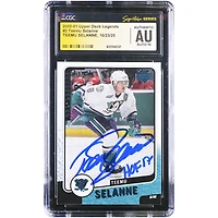 Teemu Selanne Anaheim Ducks Autographed 2000-01 Upper Deck Legends #2 CGC Fanatics Witnessed Authenticated Auto 10 Card with "HOF 17" Inscription