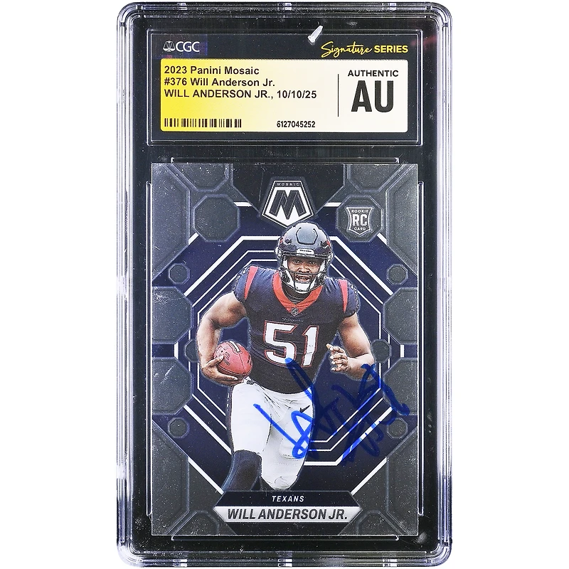 Will Anderson Jr. Houston Texans Autographed 2023 Panini Mosaic #376 CGC Fanatics Witnessed Authenticated Rookie Card