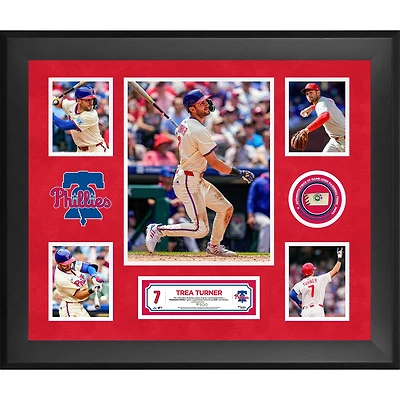 Trea Turner Philadelphia Phillies Framed 5-Photo Collage with a Piece of Game-Used Ball - Limited Edition of 500