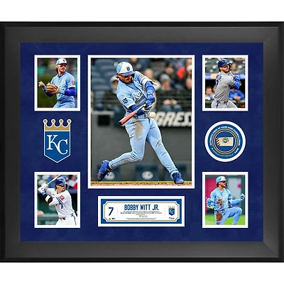 Bobby Witt Jr. Kansas City Royals Framed 5-Photo Collage with a Piece of Game-Used Ball - Limited Edition of 500