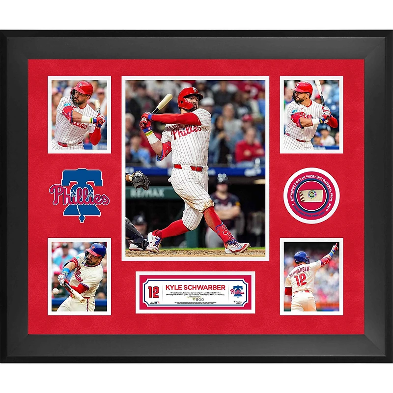 Kyle Schwarber Philadelphia Phillies Framed 5-Photo Collage with a Piece of Game-Used Ball - Limited Edition of 500