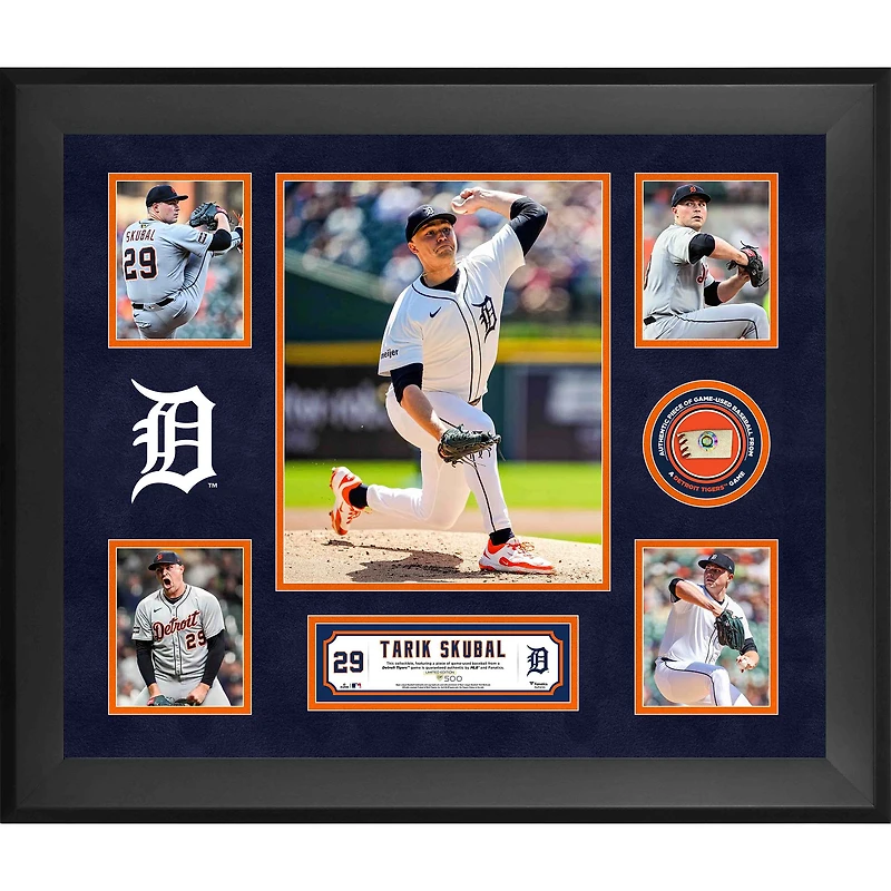 Tarik Skubal Detroit Tigers Framed 5-Photo Collage with a Piece of Game-Used Ball - Limited Edition of 500