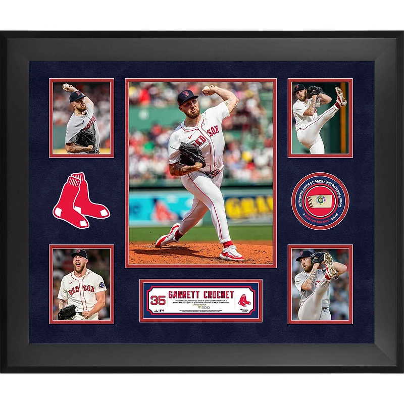 Garrett Crochet Boston Red Sox Framed 5-Photo Collage with a Piece of Game-Used Ball - Limited Edition of 500