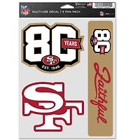 WinCraft San Francisco 49ers 80th Anniversary Three-Pack Fan Decal Sheet
