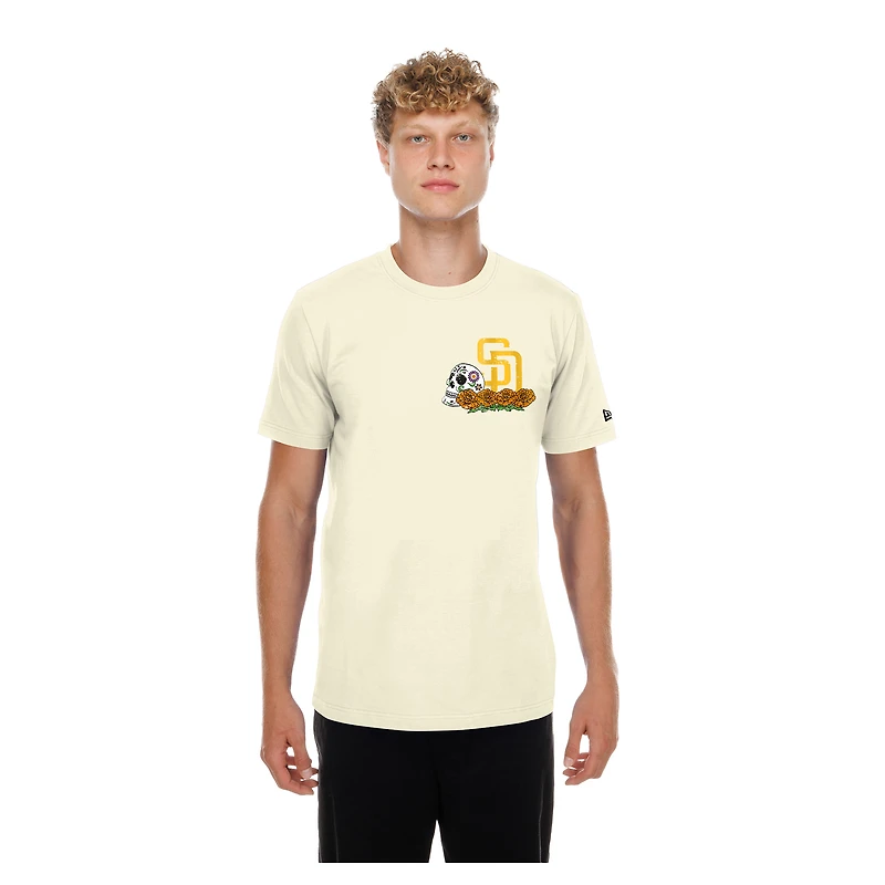 Men's New Era Natural San Diego Padres Dia de los Muertos Sugar Skull T-Shirt