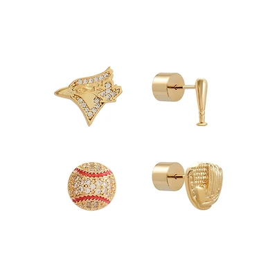 Toronto Blue Jays Glam Day 4-Pack Post Back Earrings Set