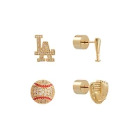Los Angeles Dodgers Glam Day 4-Pack Post Back Earrings Set