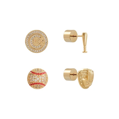 Chicago Cubs Glam Day 4-Pack Post Back Earrings Set