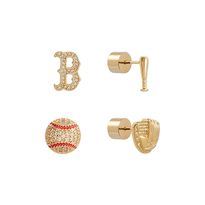 Boston Red Sox Glam Day 4-Pack Post Back Earrings Set