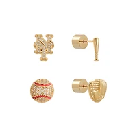 New York Mets Glam Day 4-Pack Post Back Earrings Set