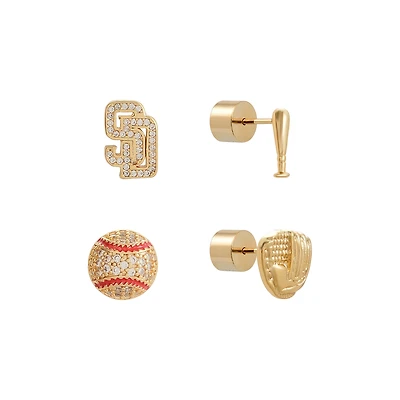 San Diego Padres Glam Day 4-Pack Post Back Earrings Set