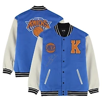 Jalen Brunson New York Knicks Autographed Cream/Blue FISLL Unisex Full-Snap Varsity Jacket