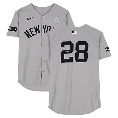 Austin Wells New York Yankees Autographed Player-Worn #28 Gray Jersey vs. Boston Red Sox on June 15, 2025