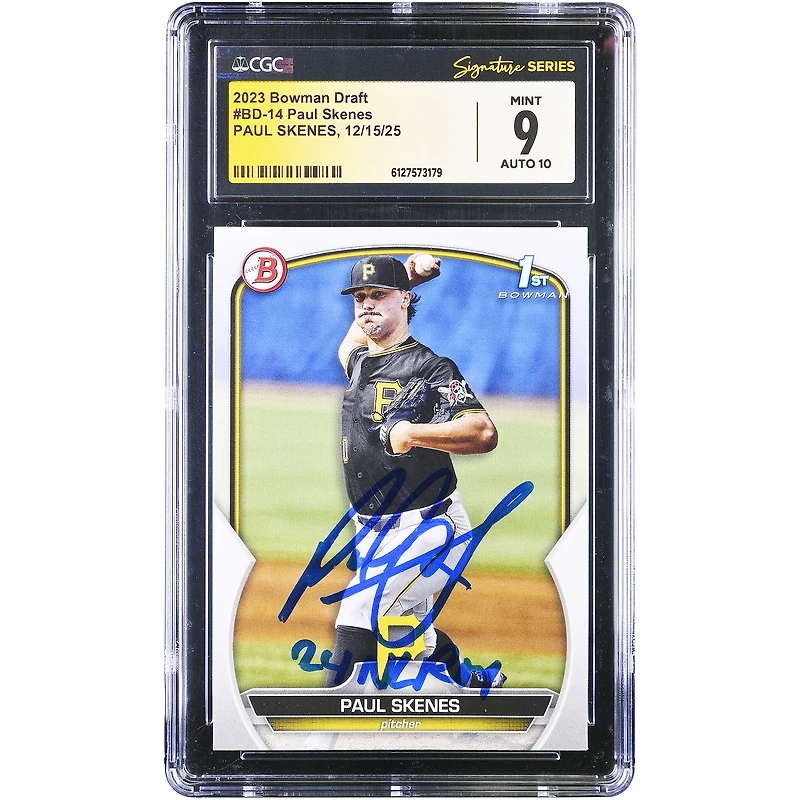 Paul Skenes Pittsburgh Pirates Autographed 2023 Topps Bowman Draft 1st Bowman #BD-14 CGC Authenticated /10 Card with "24 NL ROY" Inscription