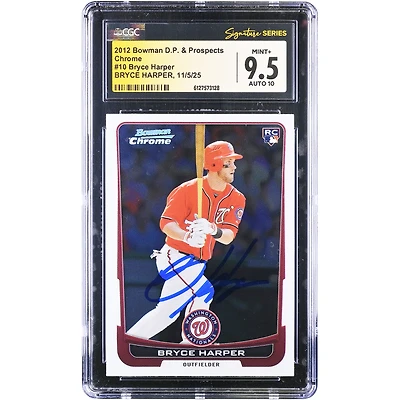 Bryce Harper Washington Nationals Autographed 2012 Bowman Chrome Draft Picks & Prospects #10 CGC Authenticated /10 Rookie Card