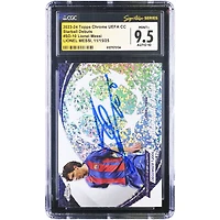 Lionel Messi Barcelona Autographed 2023-24 Topps Chrome UEFA CC Starball Debuts #SD-10 CGC Authenticated 9.5/10 Card