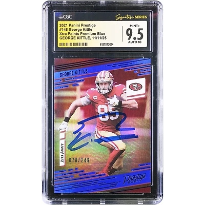 George Kittle San Francisco 49ers Autographed 2021 Panini Prestige Xtra Points Premium Blue #146 #/249 CGC Authenticated 9.5/10 Card