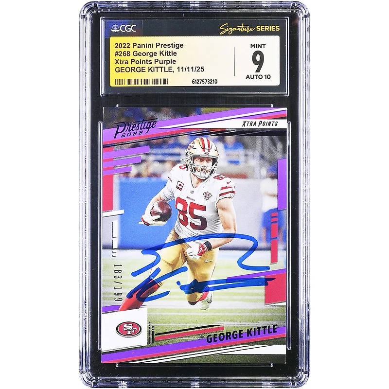 George Kittle San Francisco 49ers Autographed 2022 Panini Prestige Xtra Points Purple #268 #/199 CGC Authenticated 9/10 Card