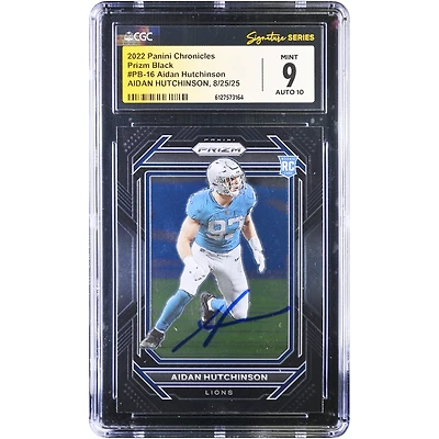 Aidan Hutchinson Detroit Lions Autographed 2022 Panini Chronicles Prizm Black #PB-16 CGC Authenticated 9/10 Rookie Card